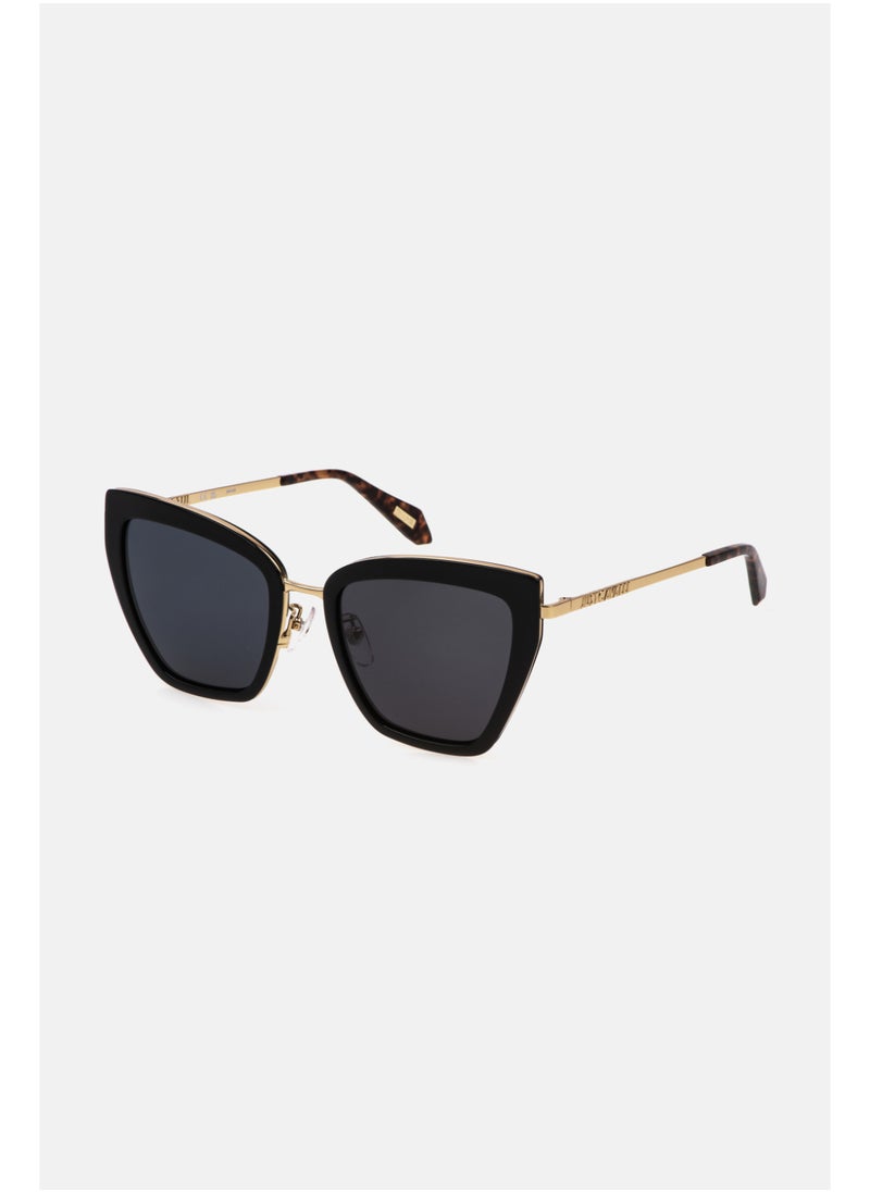 Just Cavalli Women's Square Shape  Stainless steel Sunglasses SJC092 530700 - Lens Size: 53 Mm - Shiny Black  - Image 1
