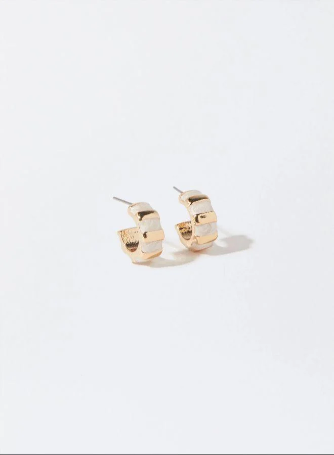 PARFOIS Beige Enamel hoop earrings for Women | Best Price UAE