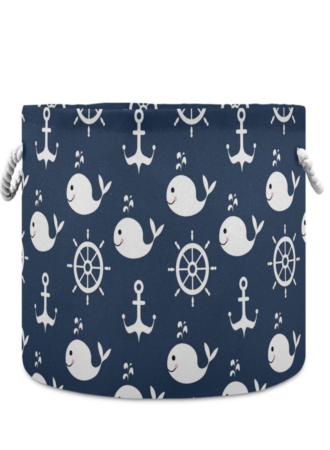 visesunny Collapsible Large Capacity Basket Classic Whale Anchor Clothes Toy Storage Hamper with Durable Cotton Handles Home Organizer Solution for Bathroom, Bedroom, Nursery, Laundry,Closet - Image 1