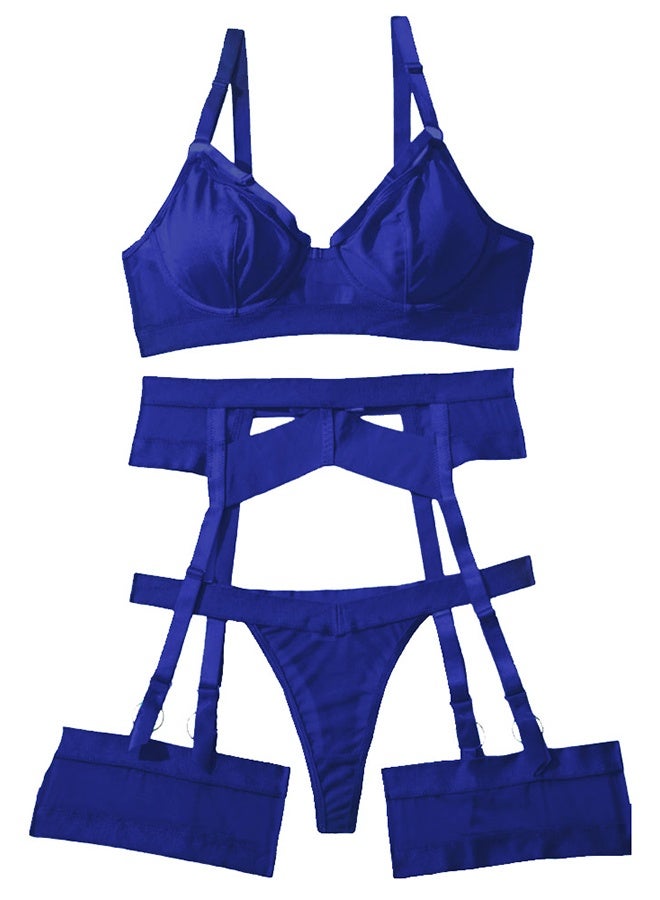 Women Lingerie Sets with Garter Belt 4 Pieces Lace Teddy Babydoll Bodysuit MG06 - Image 1