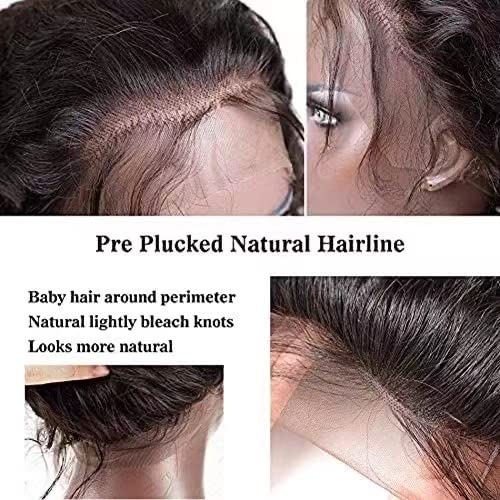 WPPIKK 13x4 Lace Front Wigs Human Hair Pre Plucked 180 Density Brazilian Wet and Wavy Human Hair Wigs for Black Women Glueless Curly Lace Frontal Wig Natural Color (28 Inch) - Image 5