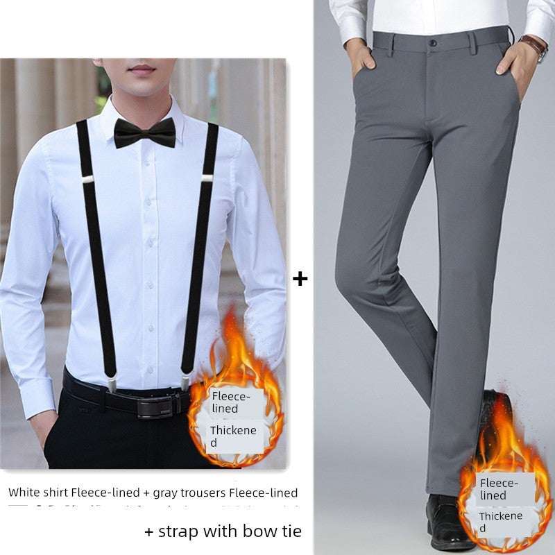 Wedding dress white shirt best man brother group shirt short-sleeved suit suit men suit pants clothes long-sleeved clothing - Image 1