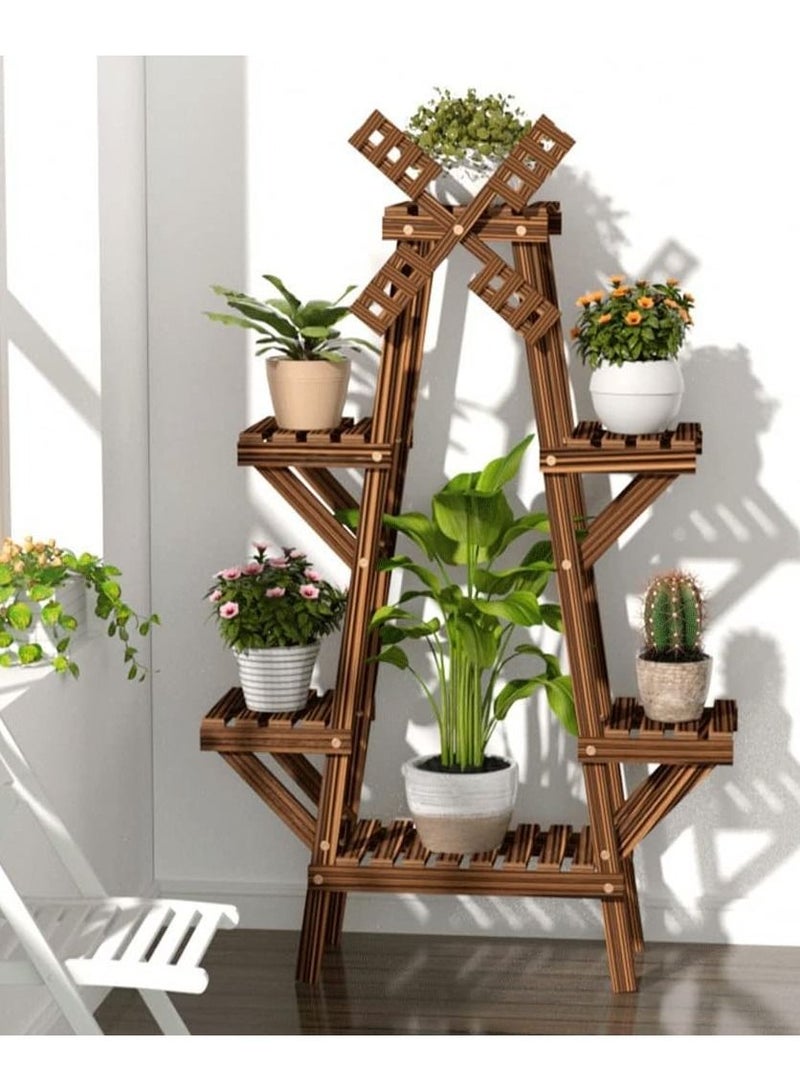 DubaiGallery Plant Stand Vintage Wood Plant Stand Balcony Flower Pot Ladder Shelf Outdoor Garden Stand Planter Indoor Plants Pots Home Storage Rack - Image 1