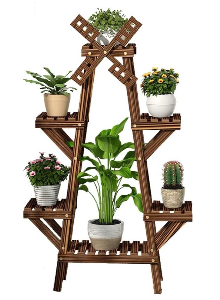 DubaiGallery Plant Stand Vintage Wood Plant Stand Balcony Flower Pot Ladder Shelf Outdoor Garden Stand Planter Indoor Plants Pots Home Storage Rack - Image 2