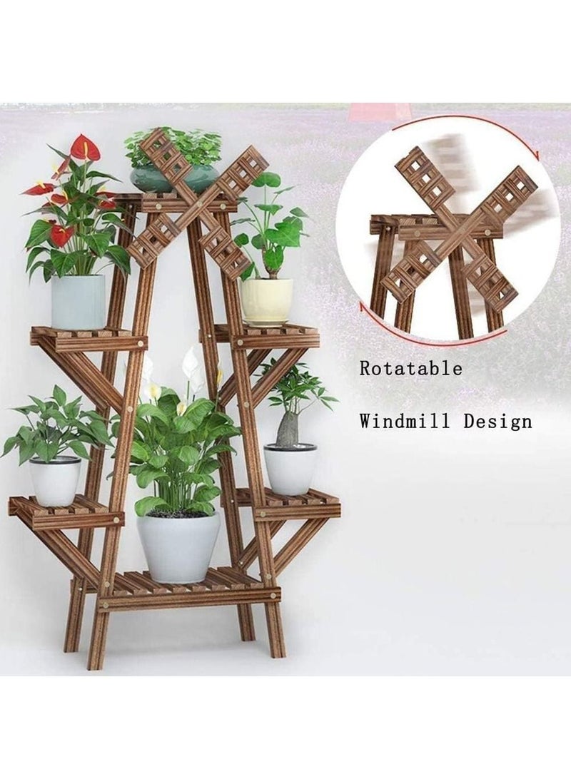 DubaiGallery Plant Stand Vintage Wood Plant Stand Balcony Flower Pot Ladder Shelf Outdoor Garden Stand Planter Indoor Plants Pots Home Storage Rack - Image 3