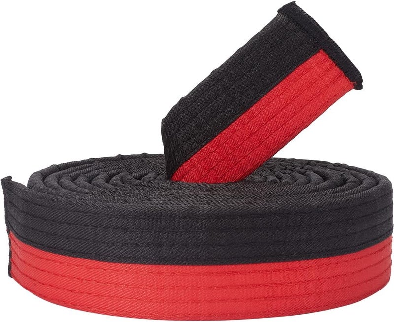 CREATCABIN CREATCABIN Black Red Taekwondo Belt Polyester Martial Arts Belt Judo Karate TKD Aikido Uniform Ranking Belt Long Soft Universal Fit Belts Jiu Jitsu for Perfomance Sports Training Equipment 918ft - Image 1