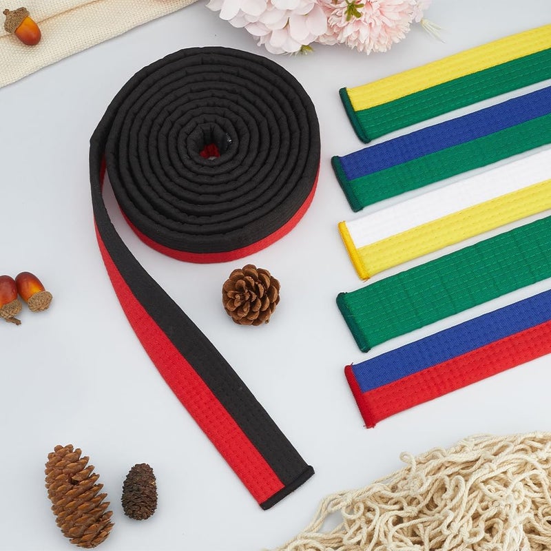 CREATCABIN CREATCABIN Black Red Taekwondo Belt Polyester Martial Arts Belt Judo Karate TKD Aikido Uniform Ranking Belt Long Soft Universal Fit Belts Jiu Jitsu for Perfomance Sports Training Equipment 918ft - Image 4