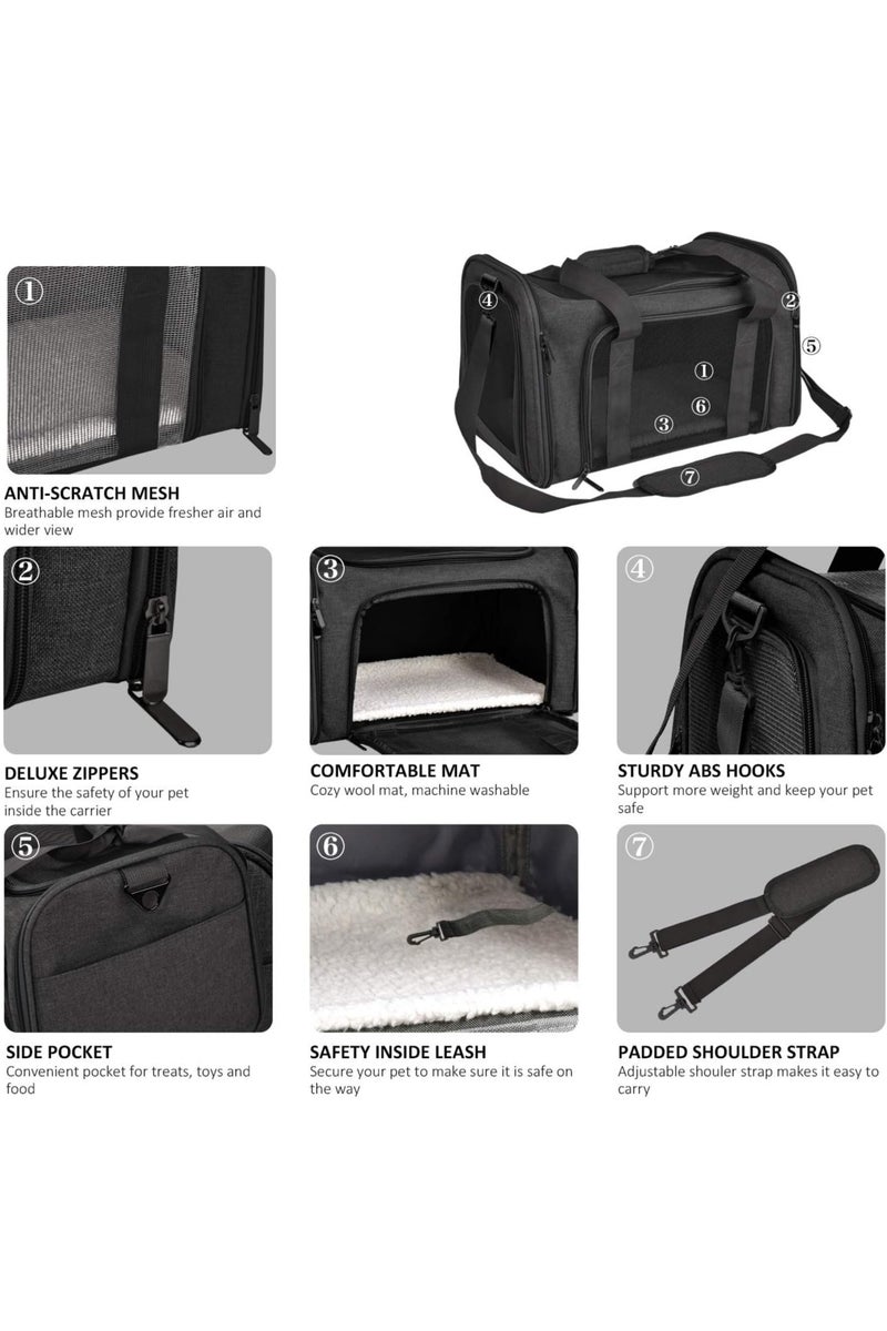 HW Cat Carriers Dog Carrier Pet for Small Medium Cats Dogs Puppies up to 15 Lbs, TSA Airline Approved Soft Sided, Collapsible Travel Puppy - Image 3