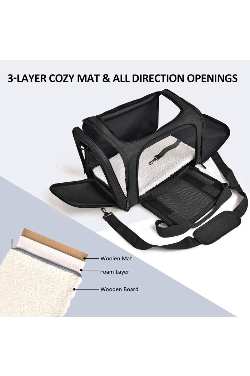 HW Cat Carriers Dog Carrier Pet for Small Medium Cats Dogs Puppies up to 15 Lbs, TSA Airline Approved Soft Sided, Collapsible Travel Puppy - Image 2