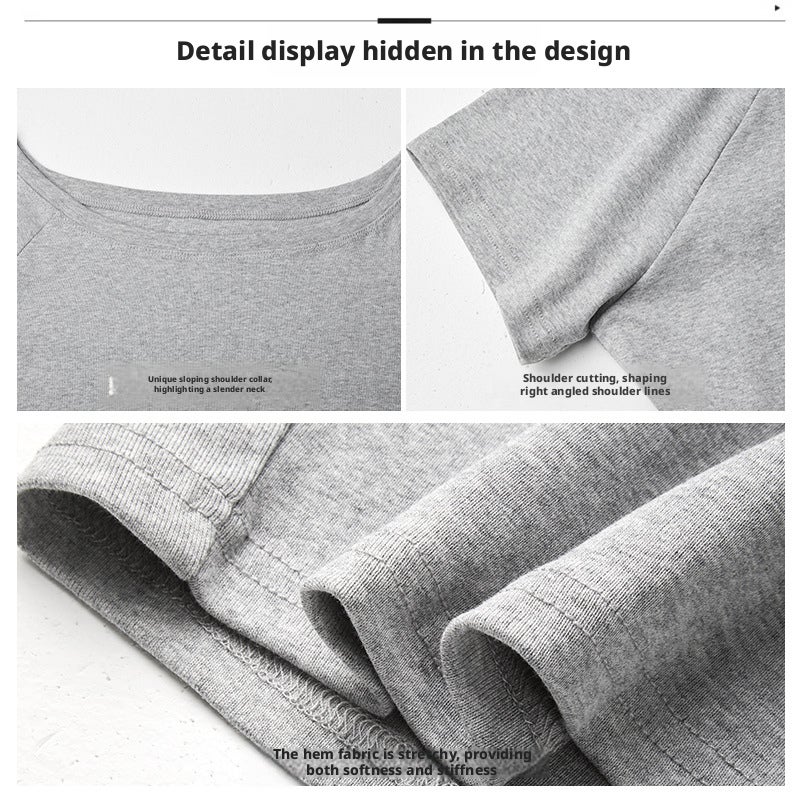 تي شيرت نسائي بأكتاف مكشوفة وأكمام منسدلة بقصة واسعة - Image 4