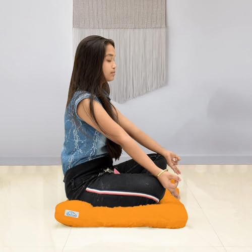 NEXTGO Floor Seat Cushions Yoga Meditation Mat Pooja aasan Soft Extra Comfortable Feather Touch Last Long Upto Washable Material Size 24 x 30 Inch 2 x 2.5 Fit Color Bhagwa Orange - Image 4