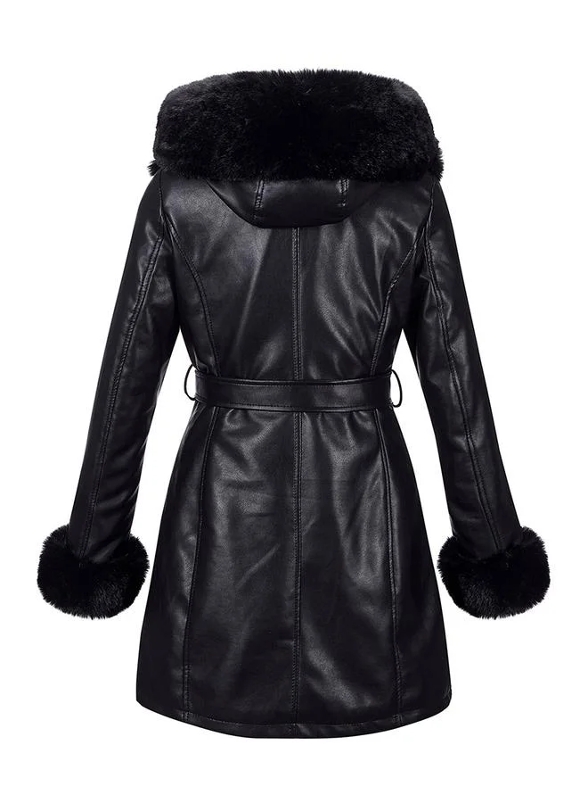 Take Two Faux Fur Tim Belted Warm Lining Coat