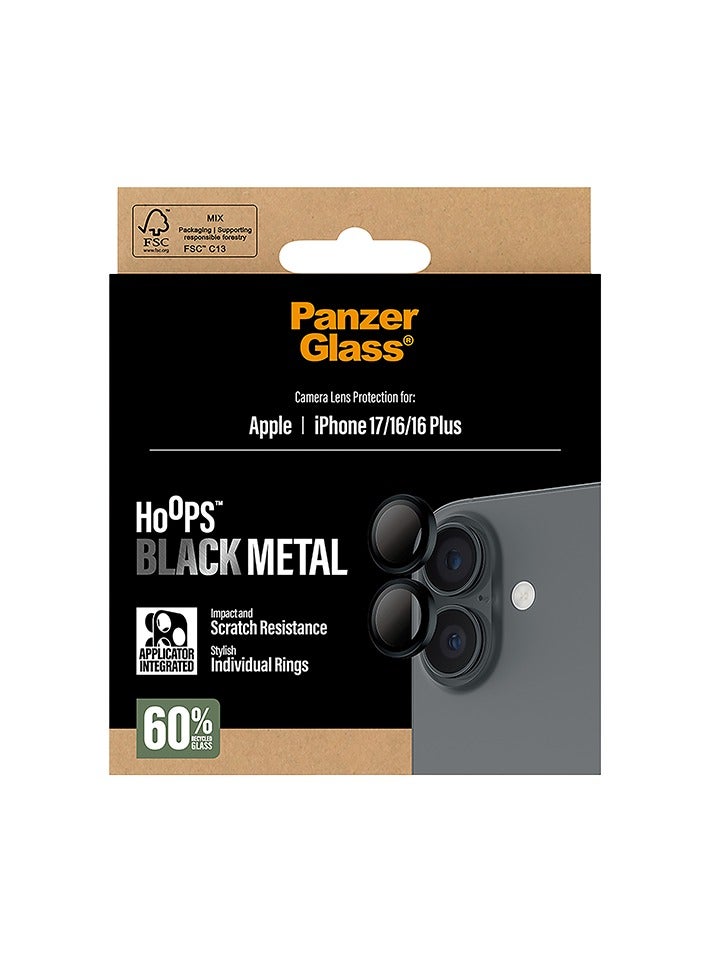 PanzerGlass Hoops Camera Lens Protector iPhone 17 /16/16 Plus - Black Metal - Image 4