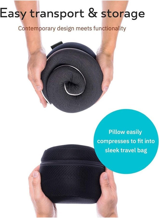 Arabest Orthopedic Neck Pillow, Travel Neck Pillows for Airplanes, Memory Foam Kit, Updated Resting Material, Airplane Travel Set with 3D Contoured Eye Masks, Earplugs, and Luxury Mesh Bag, Black  - Image 5