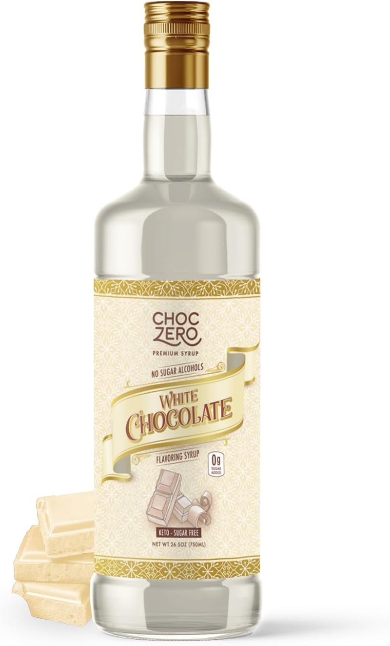 ChocZero Sugar Free White Chocolate Syrup - Keto Friendly Flavoring Syrup for Coffee, 25.4 Ounces - Image 1