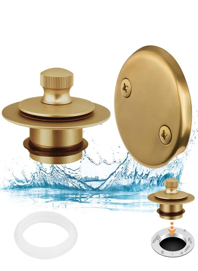 Artiwell Bath Tub Drain Trim Set Conversion Kit Assembly, With Easy Installation Lift and Turn Twist Bathdrain Stopper and Two Holes Tub Drain Overflow Faceplate,Fit Most Bath Drains, Champagne Bronze - Image 1