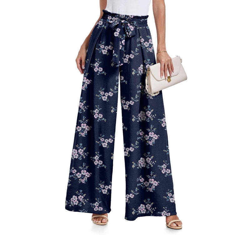 Lepunuo Wide Leg Pants for Women Butterfly Casual High Waisted Dress Pants Flowy Trousers Office - Image 1