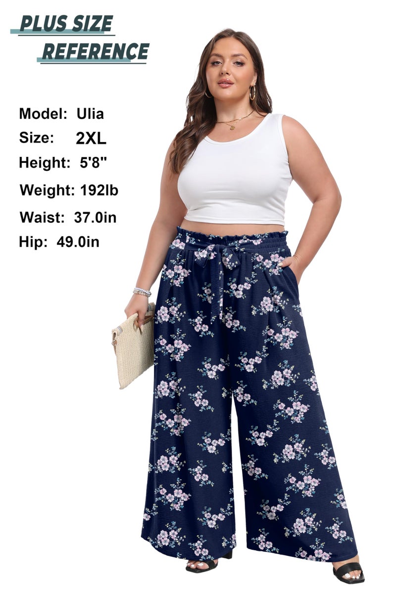 Lepunuo Wide Leg Pants for Women Butterfly Casual High Waisted Dress Pants Flowy Trousers Office - Image 4