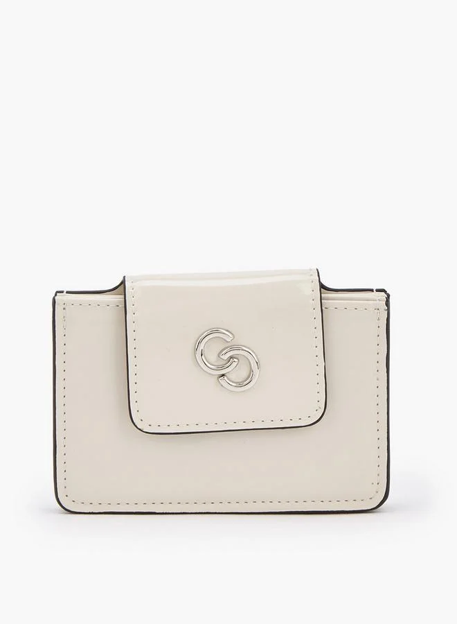 Solid Card Holder With Snap Button Closure
