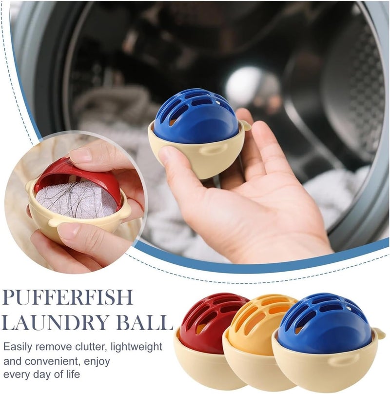 3pcs Reusable Puffer Laundry Balls - Pet Hair Remover & Lint Catcher for Washing Machine(Yellow) - Image 3