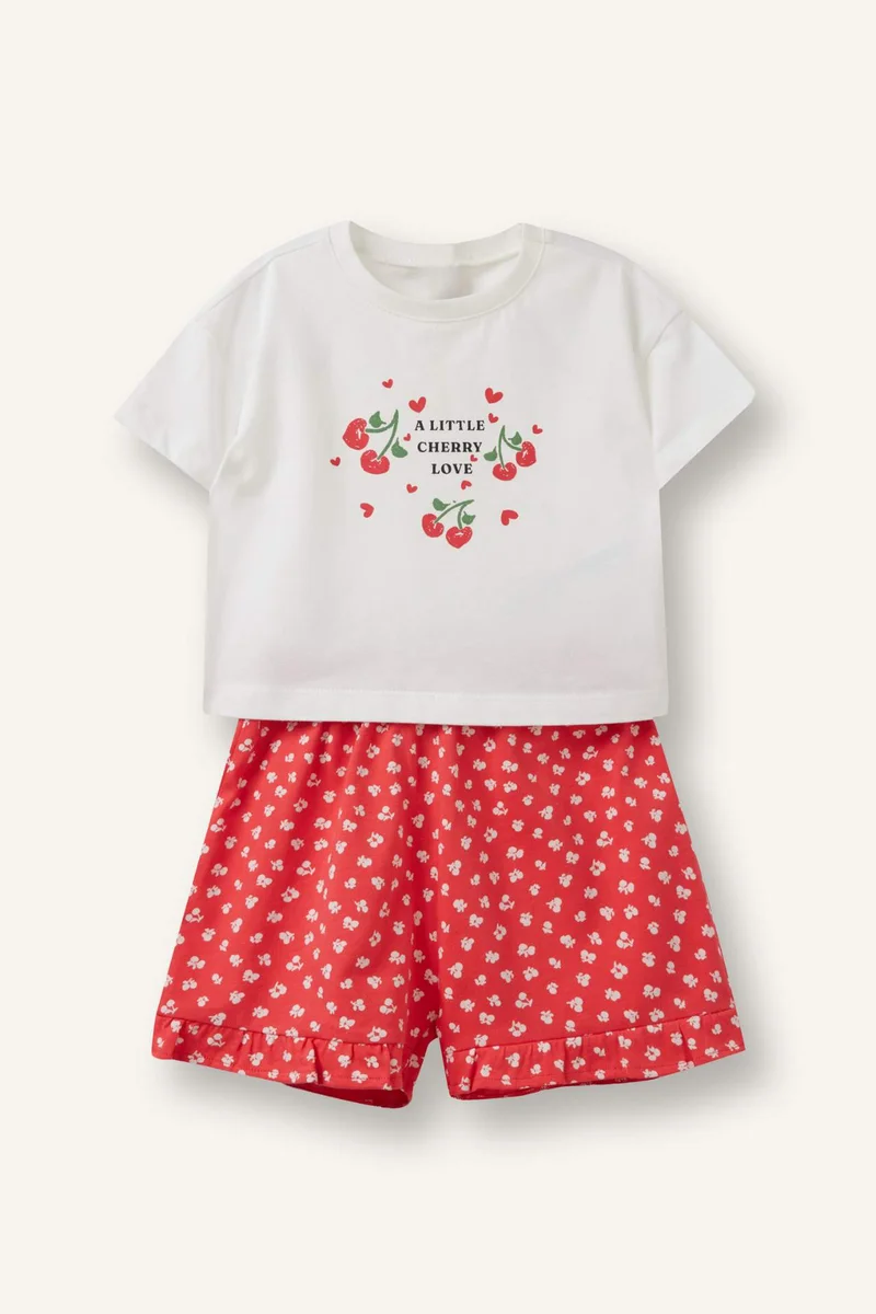 ديفاكتو Baby Girl Fruit Print 2 Piece Set