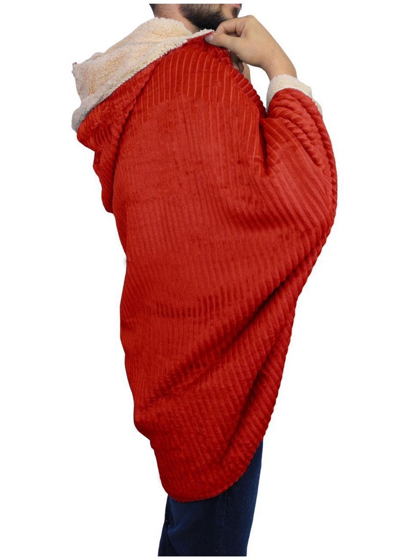 Generic - Long winter fur shawl with soft fur inside, free size/red - Image 1