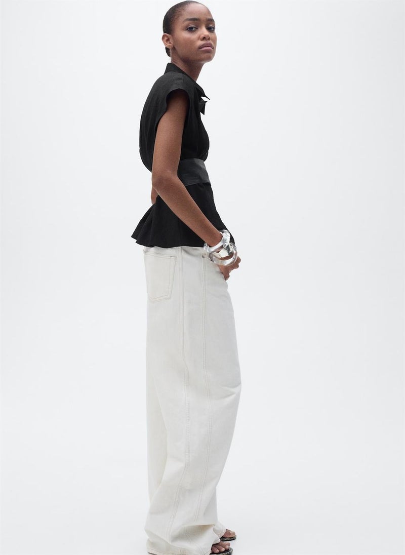 MANGO - Short-Sleeved Pleated Shirt - Image 1