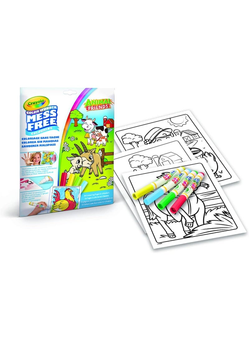 Crayola - Color Wonder Animal Friends Coloring Set | Mess-Free Coloring for Kids - 5 CW Markers | Foldalope Packaging for Easy Storage - Ideal Travel-Friendly Activity | Perfect Gift for Boys and Girls Ages 3+ - Image 1