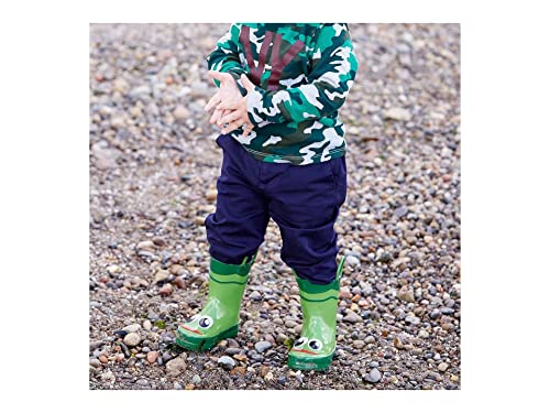 Western Chief Boys Waterproof Printed Rain Boot with Easy Pull on Handles - Fritz the Frog, 4 M US Big Kid - Image 2