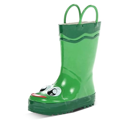 Western Chief Boys Waterproof Printed Rain Boot with Easy Pull on Handles - Fritz the Frog, 4 M US Big Kid - Image 1