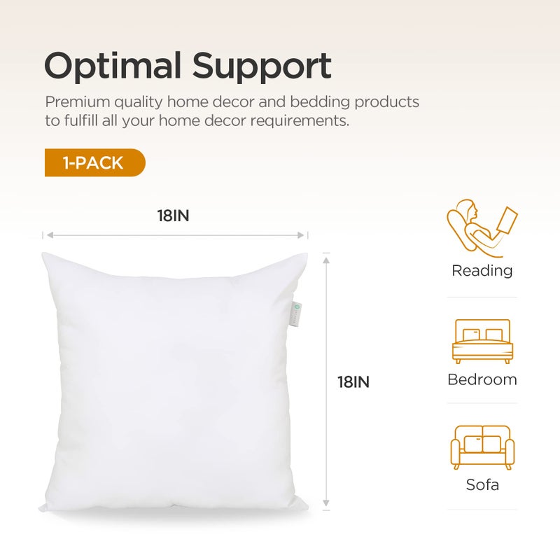 Acanva Throw Pillow Insert Premium Stuffer Sham Square Form for Decorative Cushion Bed Couch Sofa Chair  18x18(1 Count)  White - Image 3