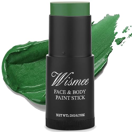 Wismee Green Face Paint StickHunting Camo Body Paint Stick Cream Gamora Witch Face PaintWaterproof Sweatproof Green Eye Black for SportsHalloween SFX Cosplay Makeup - Image 1