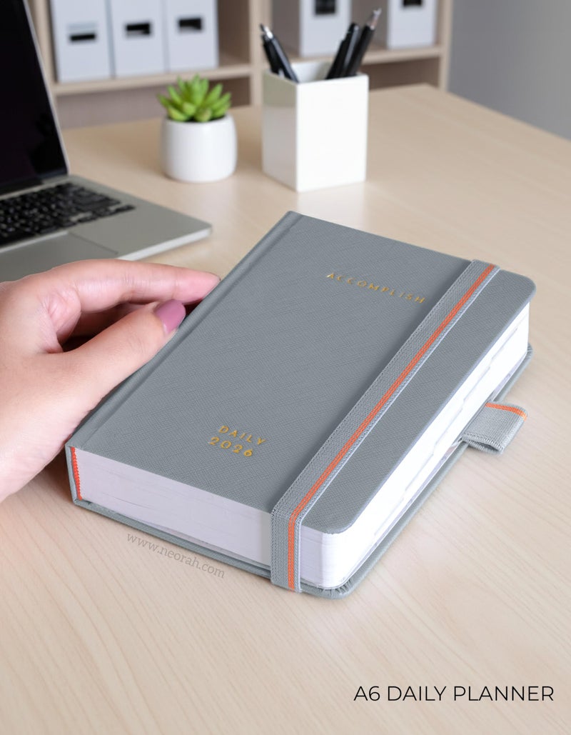 NEORAH — A6 DAILY DATED Planner 2026 ACCOMPLISH-512 Pages of Yearly•12 Month•52 Week+Hourly•365 Daily Journal Pages•Budget•Habit Tracker-Office Diary Academic-Hardcover[Pen Loop Attachable](WILD DOVE) - Image 2