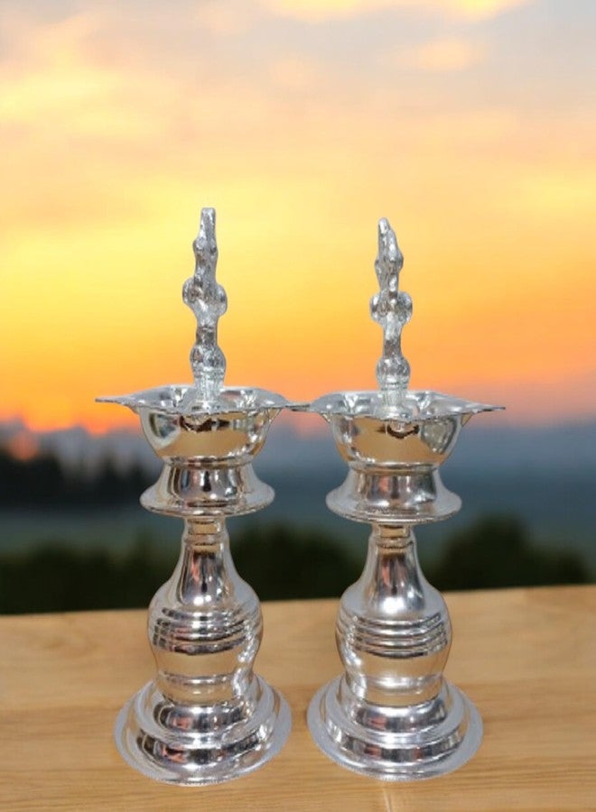 Sigaram 7x3 Inch German Silver Peacock Handle Diya for Home & Temple Festival Décor K4132 - Image 3