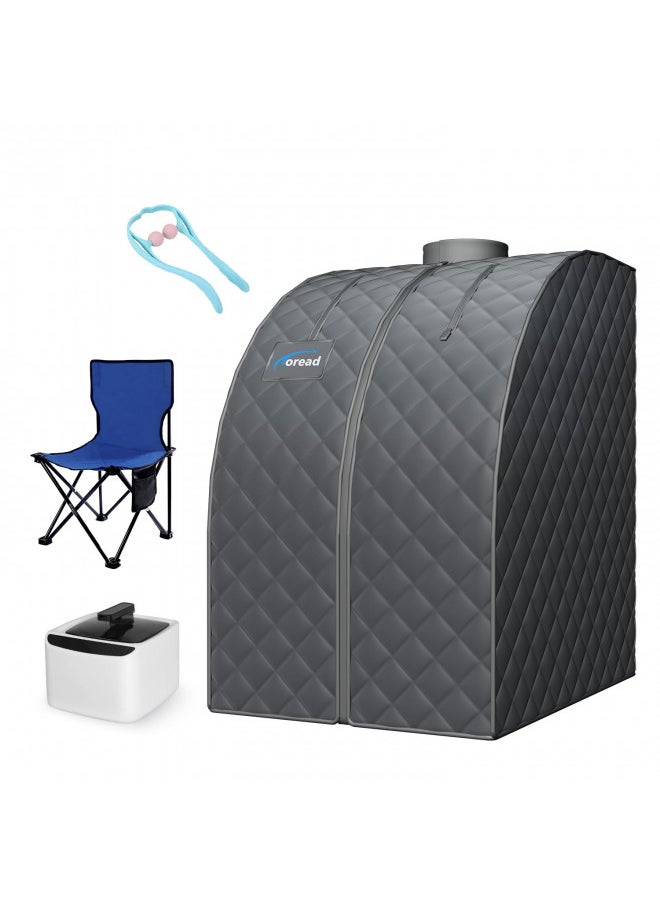 TOREAD TOREAD Single Person Sauna Portable Folding Steam Sauna with 1000W&2.6L steam Generator, Personal Sauna Tent for Relaxation, Fast Heating in 6 Min, with Remote Control, Grey  - Image 1