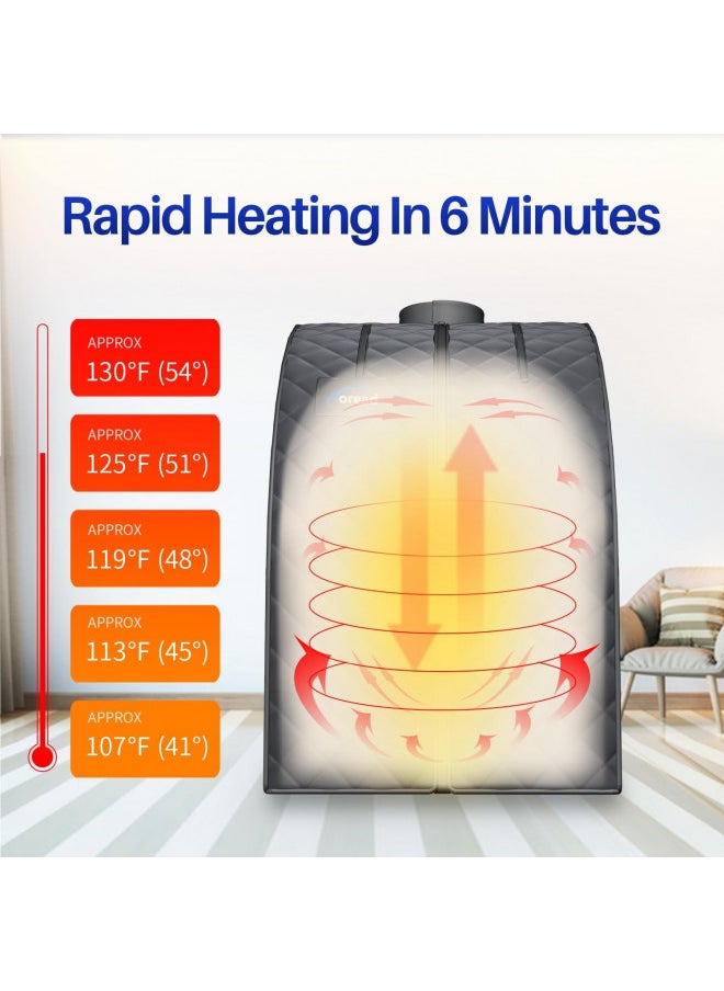 TOREAD TOREAD Single Person Sauna Portable Folding Steam Sauna with 1000W&2.6L steam Generator, Personal Sauna Tent for Relaxation, Fast Heating in 6 Min, with Remote Control, Grey  - Image 2