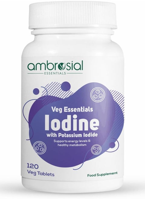 Ambrosial Iodine 5000mcg with 7500 mcg Potassium Iodide| High Strength Iodine Tablets | Natural Source of Iodine from Potassium Iodide Tablets (Pack of 1-120 Tablets)