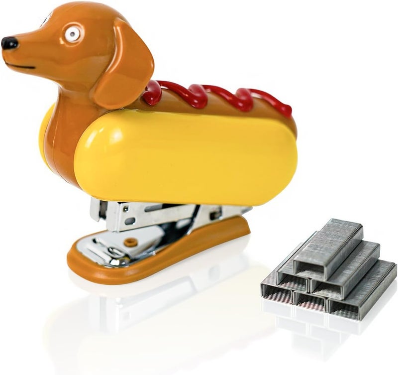 YOBRO Mini Stapler for Students Novelty Hotdog Desktop Stapler with 1000PCS Staples 12 Sheets Capacity Stationery Animal Stapler for Home Office Stocking Stuffers for Friends - Image 1