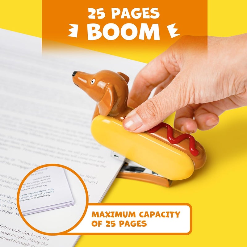 YOBRO Mini Stapler for Students Novelty Hotdog Desktop Stapler with 1000PCS Staples 12 Sheets Capacity Stationery Animal Stapler for Home Office Stocking Stuffers for Friends - Image 3