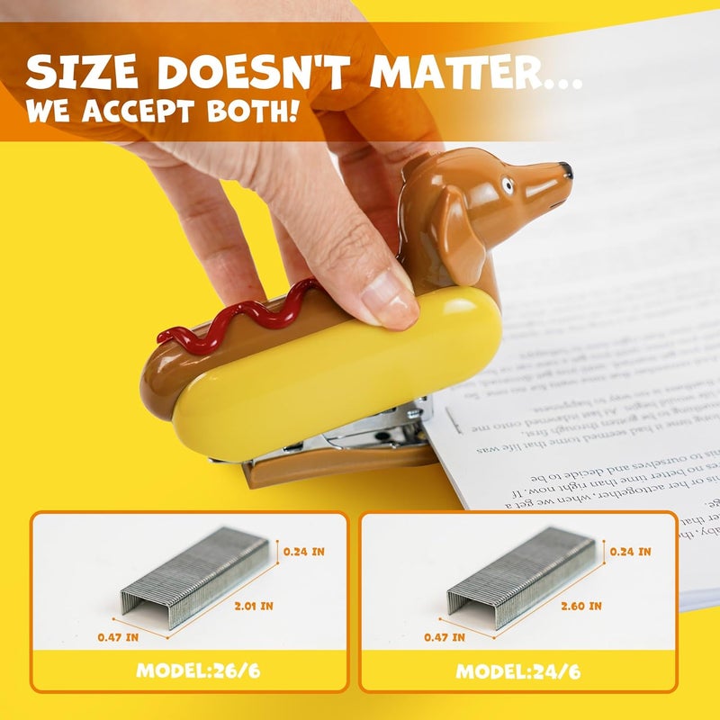 YOBRO Mini Stapler for Students Novelty Hotdog Desktop Stapler with 1000PCS Staples 12 Sheets Capacity Stationery Animal Stapler for Home Office Stocking Stuffers for Friends - Image 4