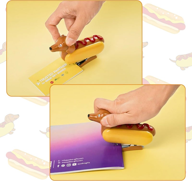 YOBRO Mini Stapler for Students Novelty Hotdog Desktop Stapler with 1000PCS Staples 12 Sheets Capacity Stationery Animal Stapler for Home Office Stocking Stuffers for Friends - Image 5