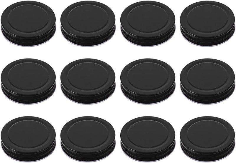GALPADA 16pcs Black Tinplate Jar Replacement Lids 70mm Mason Jar Sealing Caps Leakproof Covers for Wide Mouth Canning and Storage - Image 1