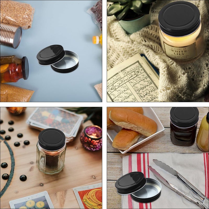 GALPADA 16pcs Black Tinplate Jar Replacement Lids 70mm Mason Jar Sealing Caps Leakproof Covers for Wide Mouth Canning and Storage - Image 4