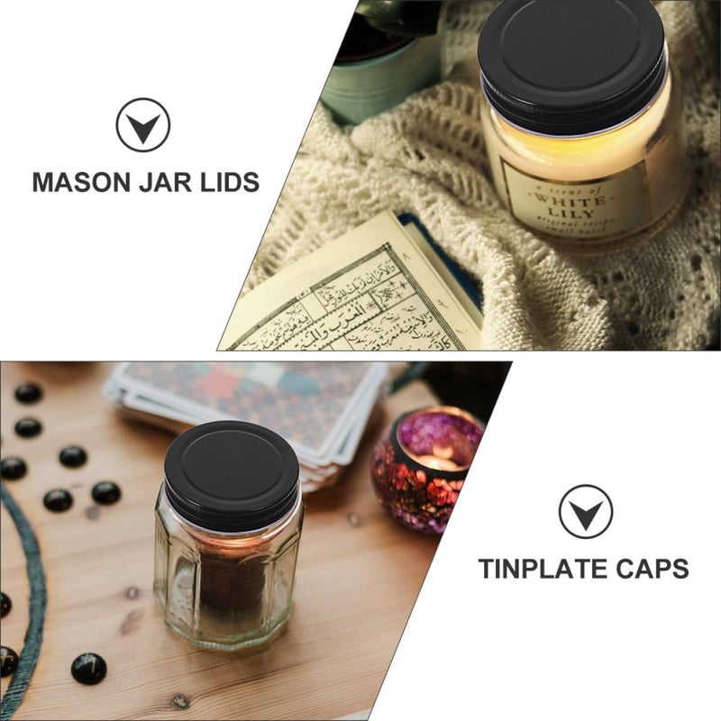 GALPADA 16pcs Black Tinplate Jar Replacement Lids 70mm Mason Jar Sealing Caps Leakproof Covers for Wide Mouth Canning and Storage - Image 3