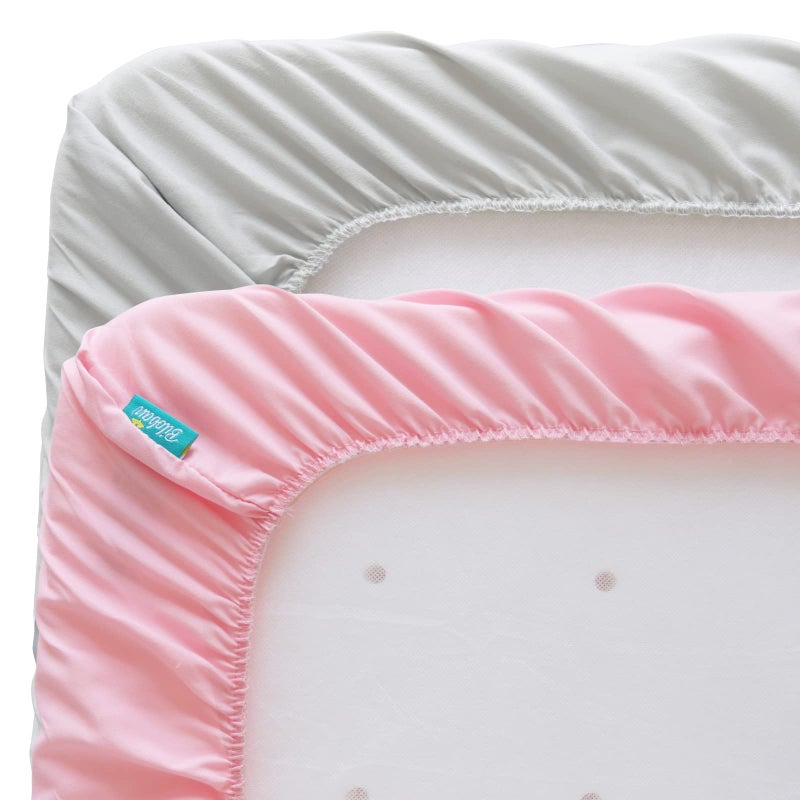Biloban Baby Bassinet Sheets 4 Pack Compatible with 33" x 20" Mika Micky, Baby Delight, Dream On Me Bedside Sleeper Bassinet, Ultra Soft & Skin Friendly, Washer & Dryer, Grey and Pink - Image 3