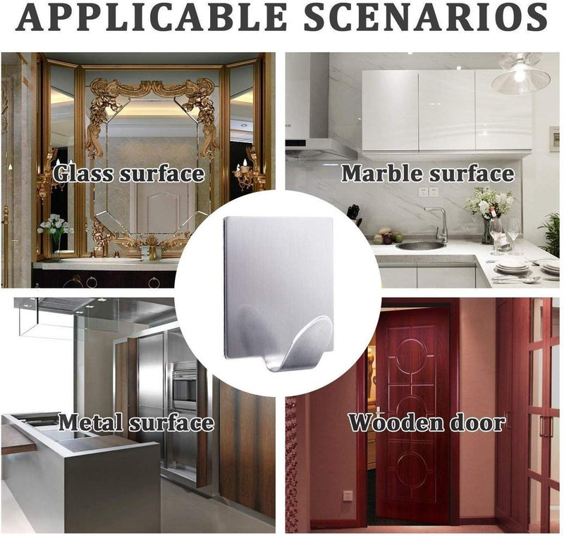 eSkube Multipurpose Small Stainless Steel Hooks Hanger for Wall self Adhesive 12pcs Square Each Hook Size is 2 cm x 2 cm - Image 4