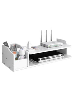 WiFi Router Storage Box - Floating Shelves Set-top Box with Remote Control Storage Box, Wall-mounted TV Storage Shelf for Cable Boxes/Routers/Remotes/DVD Players