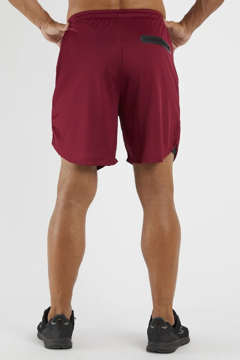 جيموولف Men's Sports Shorts Double Layer | burgundy | Comfort Series
