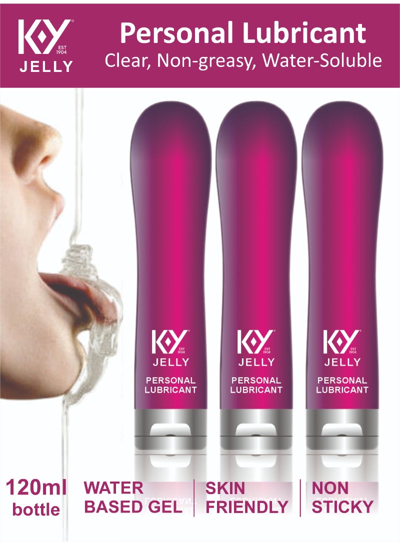 KY Jelly Red Moisturizing Personal Lubricant – Clear, Long-Lasting, Non-Sticky 120g Pack Of 3