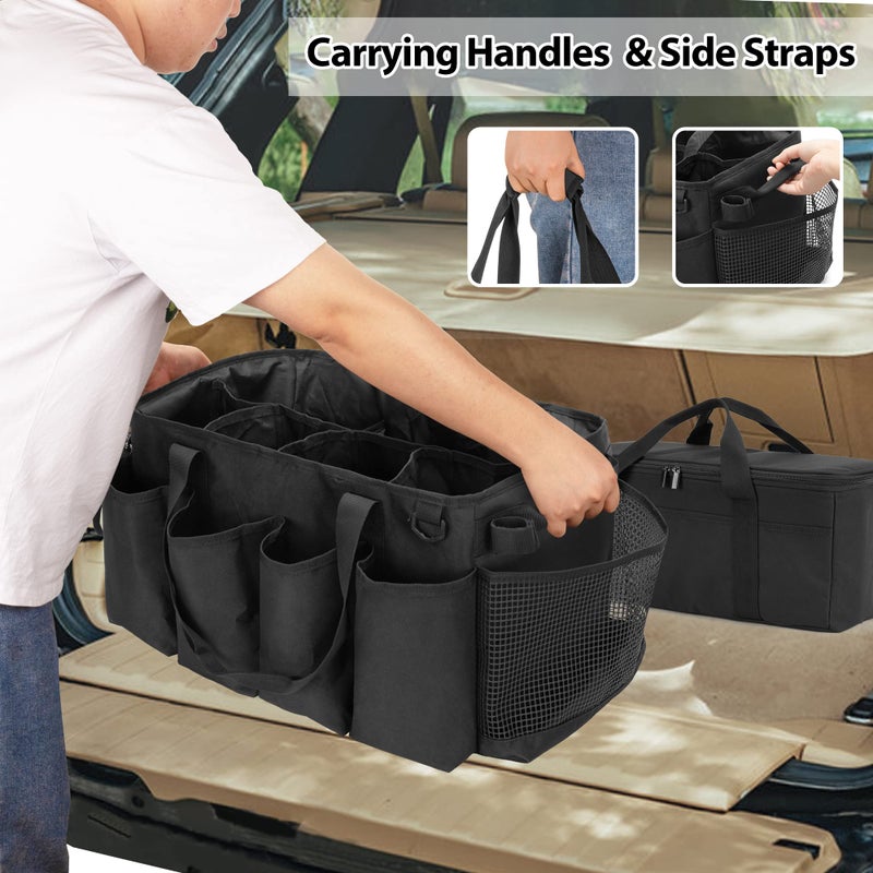 HODRANT Detailing Bag with Polisher Carry Bag, Large Detail Car Care Box for Auto Detailing Supplies, Car Wash Caddy & Trunk Organizer for Buffer Bottle Towel & Cleaning Kit, Black, Patent Design - Image 5